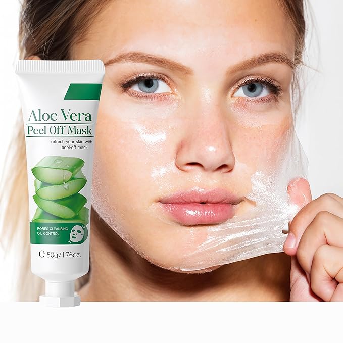 Aloe Vera Gel Peel Off Mask, Peel-Off Face Mask Gel - Natural Hydrating Aloe Vera Peel-Off Mask Long-lasting Moisturizing & Locks in Moisture for Dry, Oily & Sensitive Skin, 1.76Oz