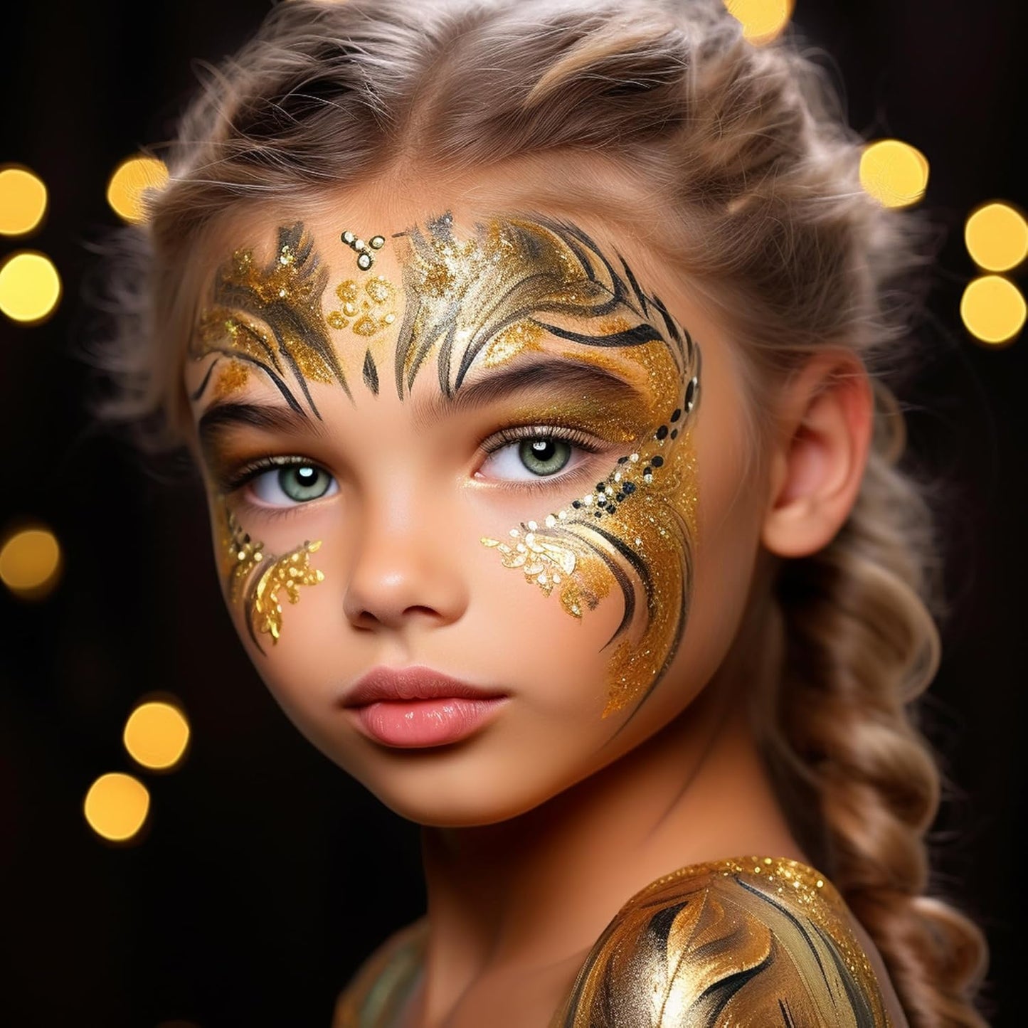 Gold Eye Black Stick,Cream-Blendable Body Paint Sticks (0.75Oz) Non-Toxic Oil Based Face Makeup Stick High Pigmented Full Body Paint for Halloween Special Effect Sfx Makeup