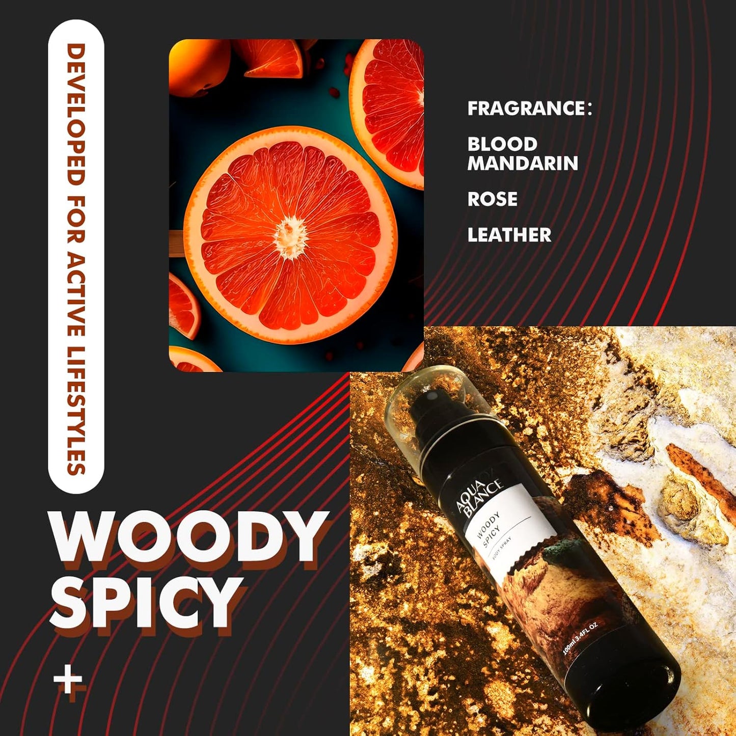 Deodorizing Body Spray for Men, Mens Body Refreshing Spray, Fragrance Mist, Pack of 3, Each 3.4 Fl Oz, Total 10.2 Fl Oz