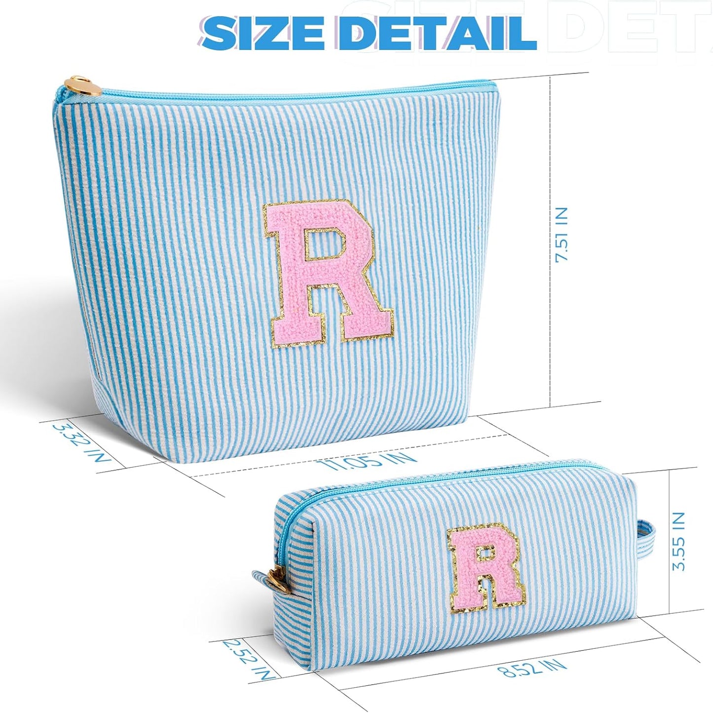 Personalized Anniversary Wife's Birthday Gifts,Mothers Day Gifts for Women,Wife Gifts from Husband,Cool Birthday Gifts for Wife,Makeup Bag Set Cosmetic Bag for Teen Girls - Blue,R