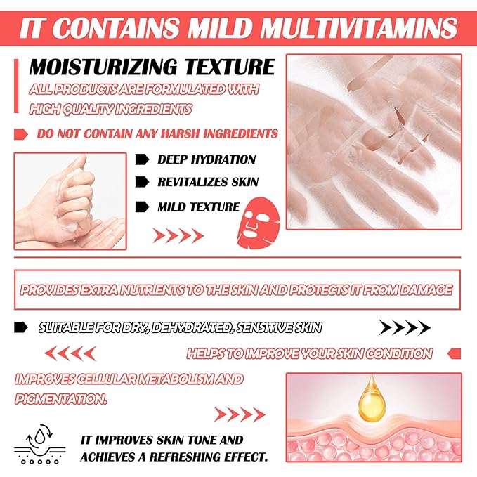 20 Pcs Facial Sheet Mask Combo,Hydrating Face Mask,Easy to Use,Moisturizing Daily Sheet Mask