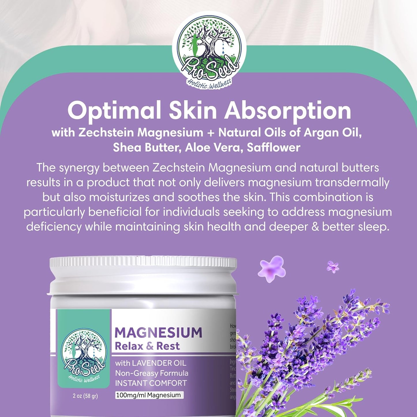 Handmade Organic Lavender Magnesium Lotion - Body Rub for Bedtime Care - Essential for Kids, Pregnant Women, Toddlers & Moms - Moisturizes & Hydrates Legs, Feet & Body - 2oz Glass Jar