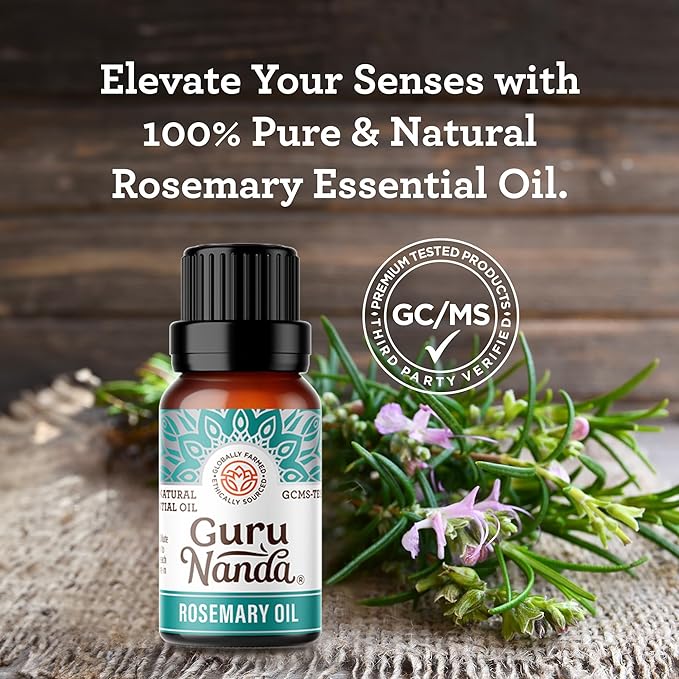 GuruNanda Rosemary Essential Oil - 100% Pure & Natural, Undiluted, Non-GMO - for Hair, Skin & Aromatherapy Diffuser - 15ML