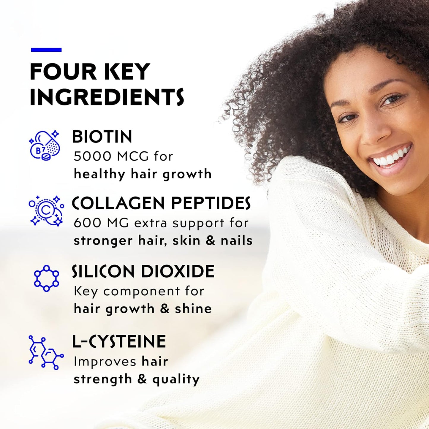 Elon R3 Hair Growth Supplement for Women – Vitamins w/ 5000 mcg Biotin Per Serving & Collagen Peptides for Healthy, Thick Hair – Extra Strength - Extended Release (60 Tablets)