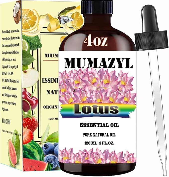 Lotus Essential Oil, Lotus Oil 4 Fl Oz 120ML for Diffuser Humidifier Yoga Cleaning DIY Candle Soap Making Essential Oils
