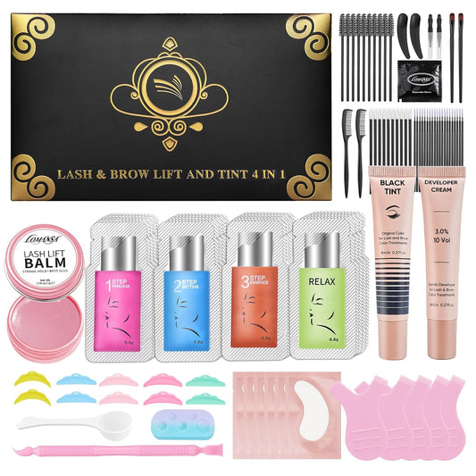 Lash Lift and Color Kit, Eyelash Perm with Lash Curls & Vibrant Black Color, Salon-Quality Results for Women Beginner Salon Use - with Lash Lift Balm