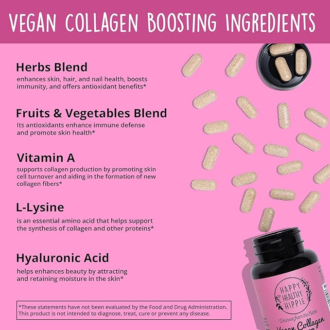 Happy Healthy Hippie Vegan Collagen Builder & Go with The Flow Hormone Balance for Women 180 Ct