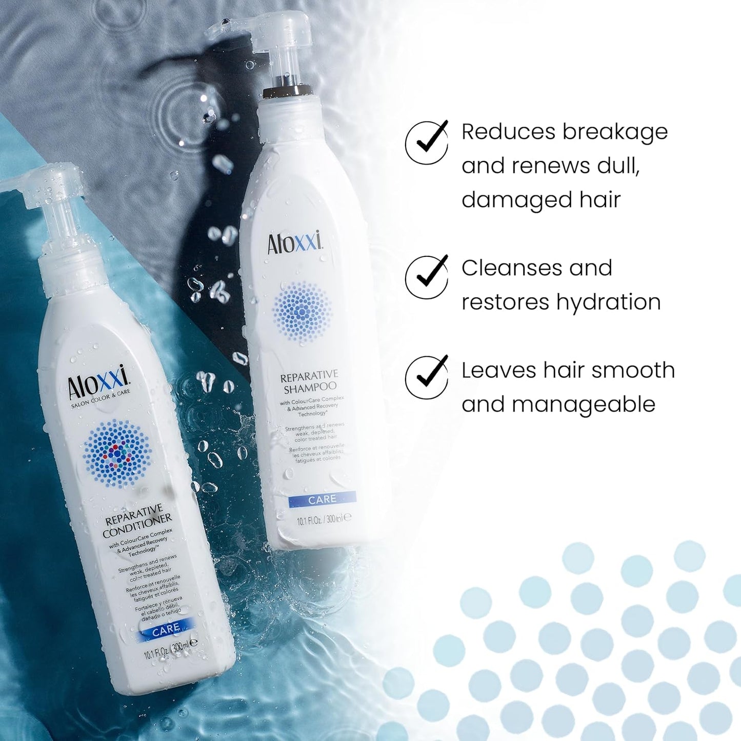 ALOXXI Reparative Hair Repair Shampoo for Damaged Hair with ColourCare Complex and Advanced Recovery Technology Cleanses Over-Processed Hair, 10.1 Fl Oz