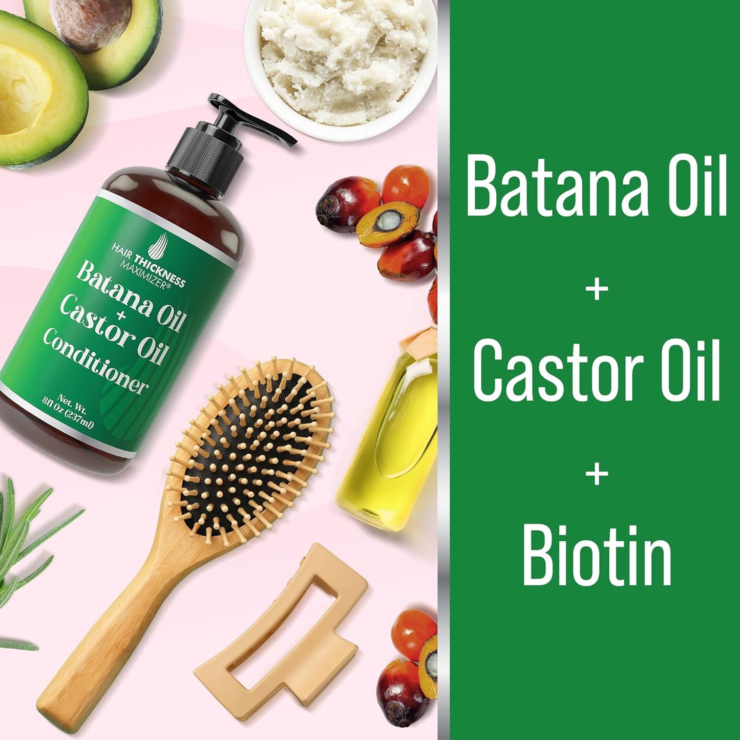 Batana Oil Conditioner for Hair Growth with Castor, Biotin to Strengthen, Soften & Moisturize Hair without Stripping Natural Oils. Color Safe Batana Oil Shampoo and Conditioner For Women, Men