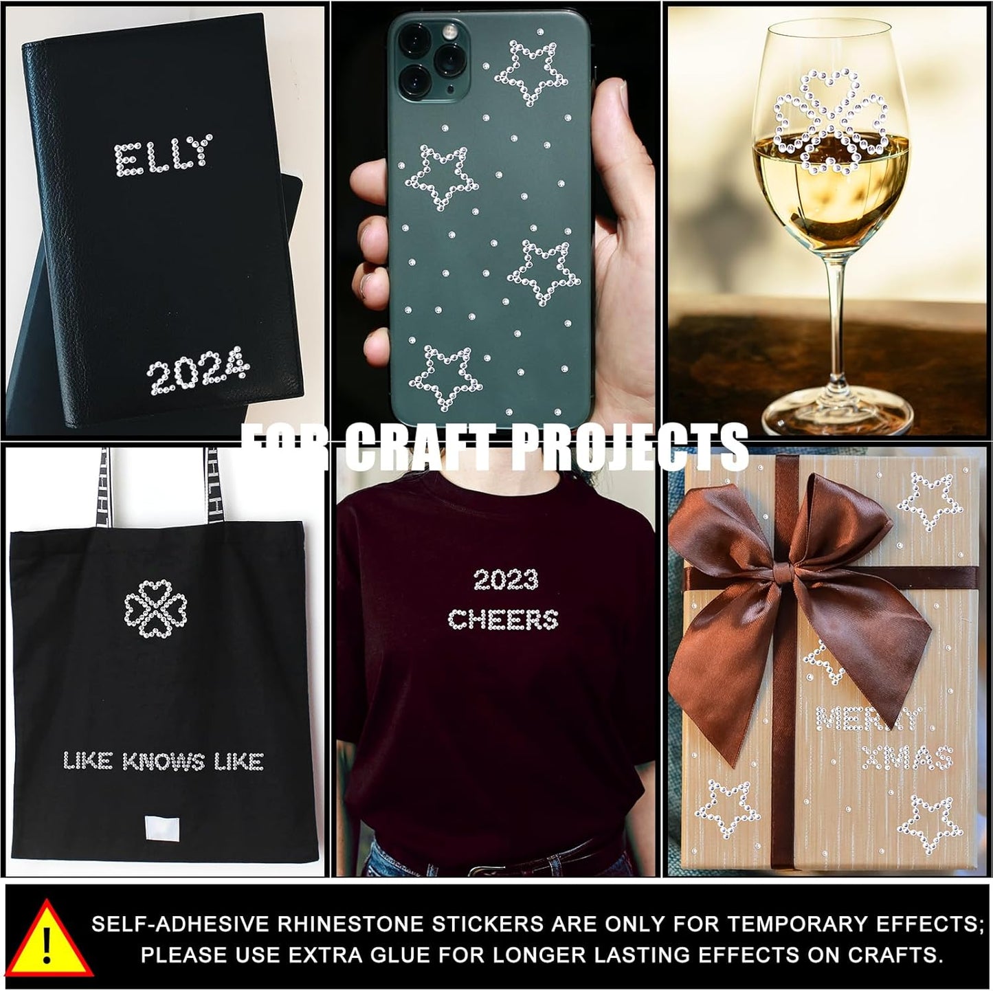 Hair Face Gems Jewels Self Adhesive Heart Numbers Letters Star Rhinestone Stickers, Stick on Rhinestones Stickers for Face, Hair, Makeup, Body, Crafts, Festival Decal Decor (5 Sheets, 463 Pcs)