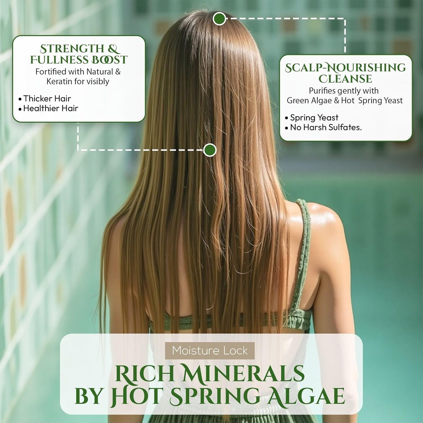 Hair Treatment for Sensitive Scalp & Dry, Damaged Hair Women & Men, Deep Conditioner with Hot Spring Yeast & Greens Extract from Japan, Silicone & Sulfate Free, Daily Use, 10.1 Fl Oz