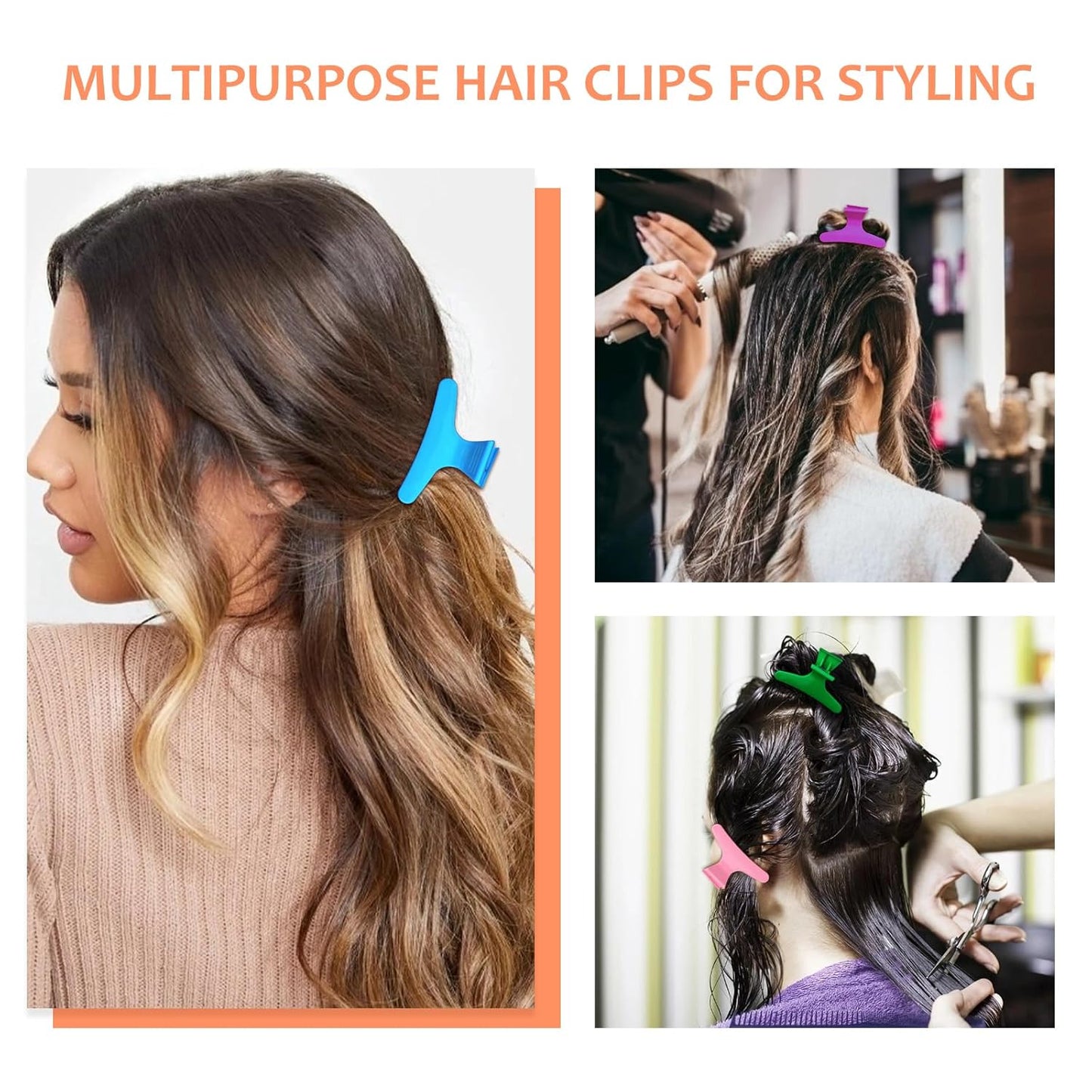 Ondder Colorful Butterfly Hair Clips for Styling Sectioning Pro Salon Butterfly Plastic Claw Clips Hair Styling Clip Barber Clips for Cutting, Coloring Hair, Hair Accessories for Women Girls