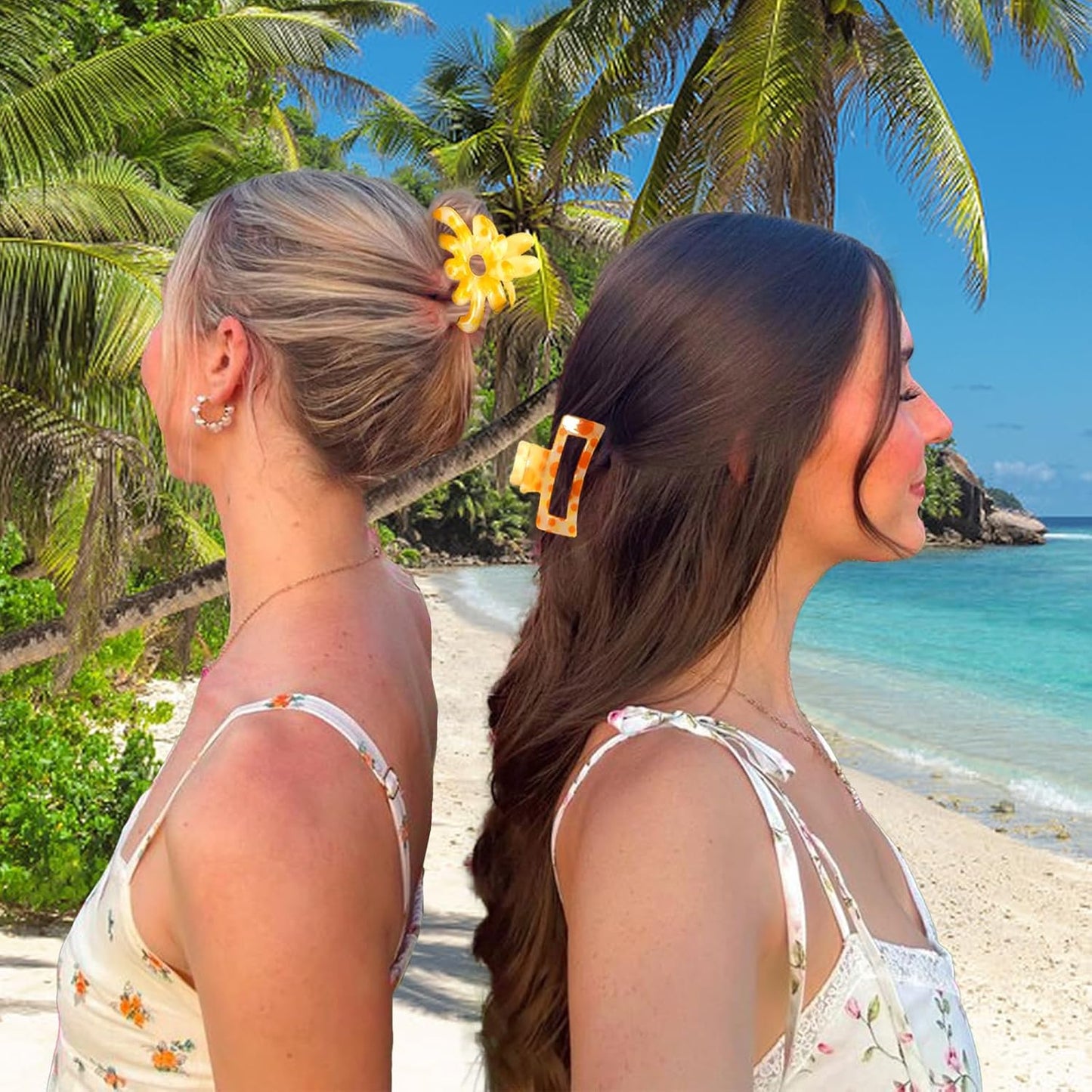 Hair Clips for Women,6PCS Big Flower Claw Clips for Thick Thin Hair,Strong Hold Cute Hair Accessories for Girls,Nonslip Beach Vacation Essentials Summer Accessories (vibrant)