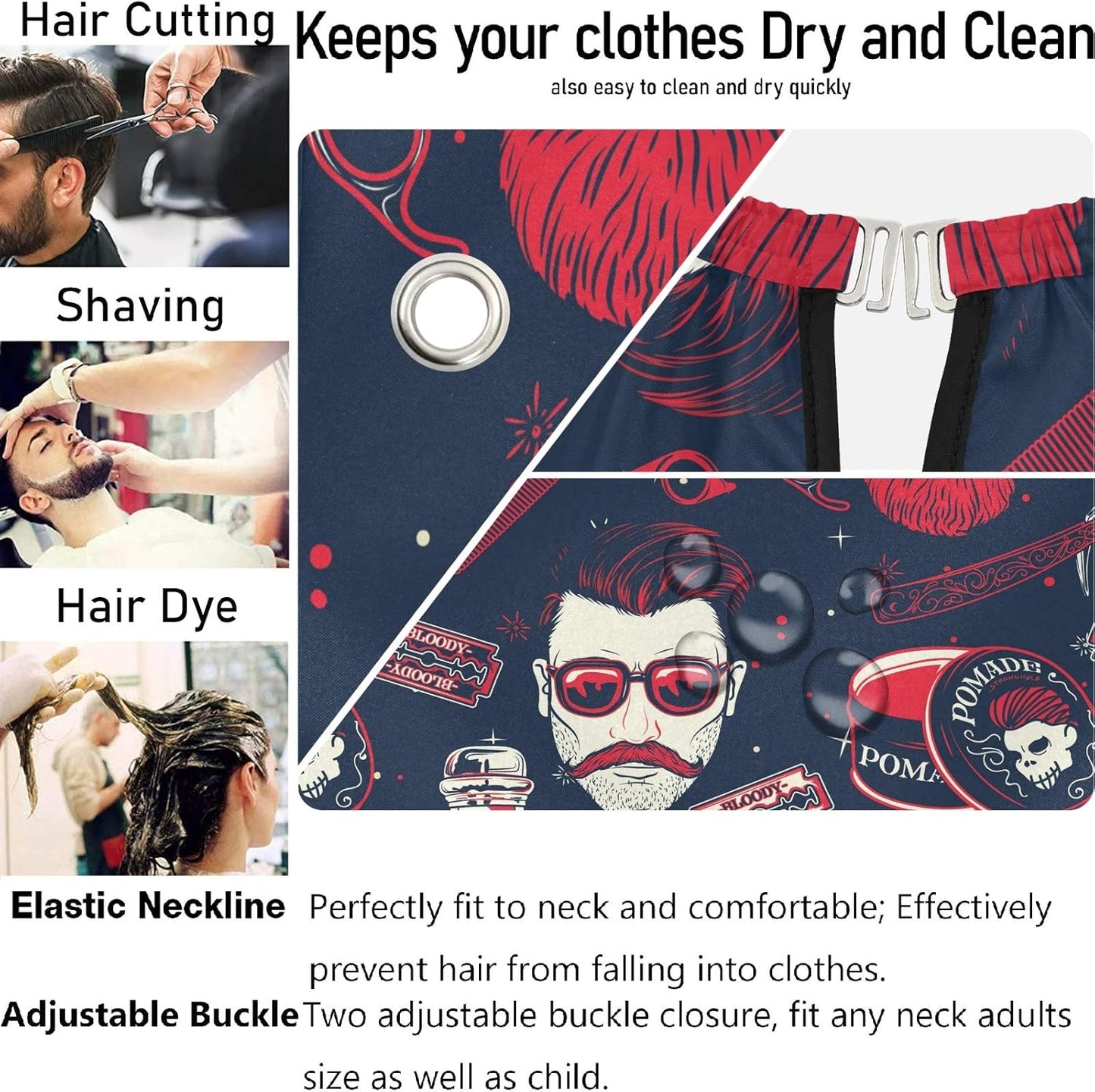 visesunny Professional Barber Cape Polyester Hair Cutting Clippings Catcher Grooming Cape Apron for Shaving Trimming For Men