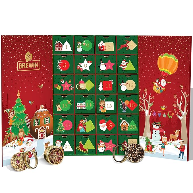 BREWIX, Herbal & Tea Gift Calendar, Advent Calendar 2024 Loose Leaf Teas | Limited Edition I 24 Unique Flavors | Best for Birthdays, Anniversaries & Holidays | Christmas Advent Calendar 2024 for Adults, Advent Calendar 2024 Adult Women and Men
