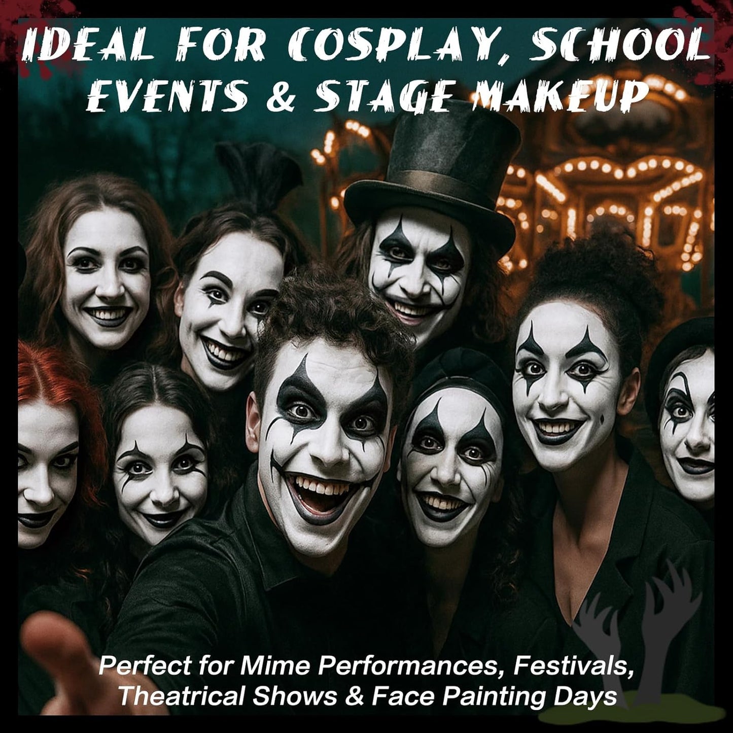 BOBISUKA White Face & Body Paint Stick Water-Based Washable Face Paint Makeup Stick for Halloween Clown, Joker, Skeleton, Zombie, Mime, Cosplay, SFX, Sports Eye Black & Costume Party