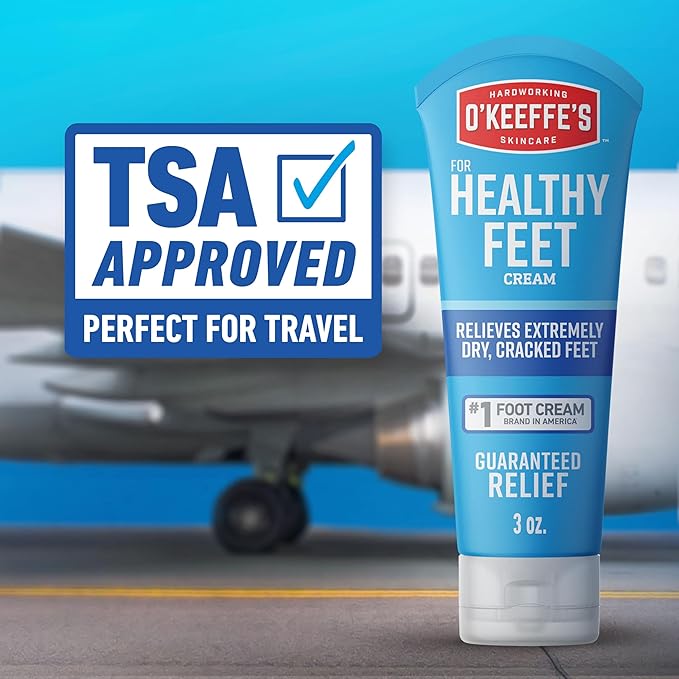 O'Keeffe's for Healthy Feet Foot Cream - 3 oz Travel Size Tube (1 Pack) - Guaranteed Relief for Extremely Cracked, Dry Feet, Repairing Skincare, Instantly Boosts and Retains Moisture Levels