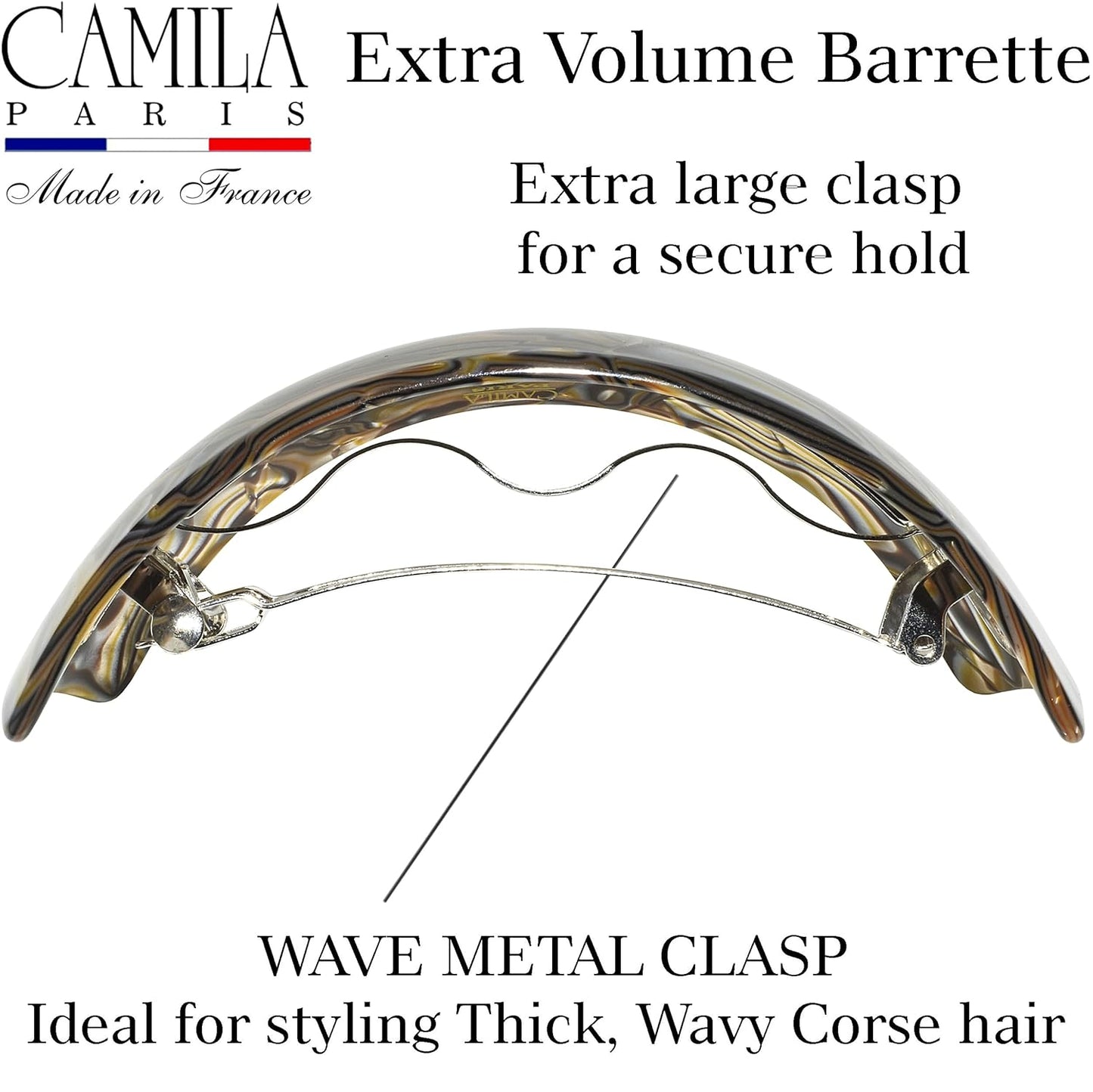 Camila Paris CP3620 French Hair Barrette Clip for Girls for Thick Curly Wavy Long Hair, Strong Hold Grip Hair Clips for Women, Automatic, No Slip Styling Girls Hair Accessories, Handmade in France