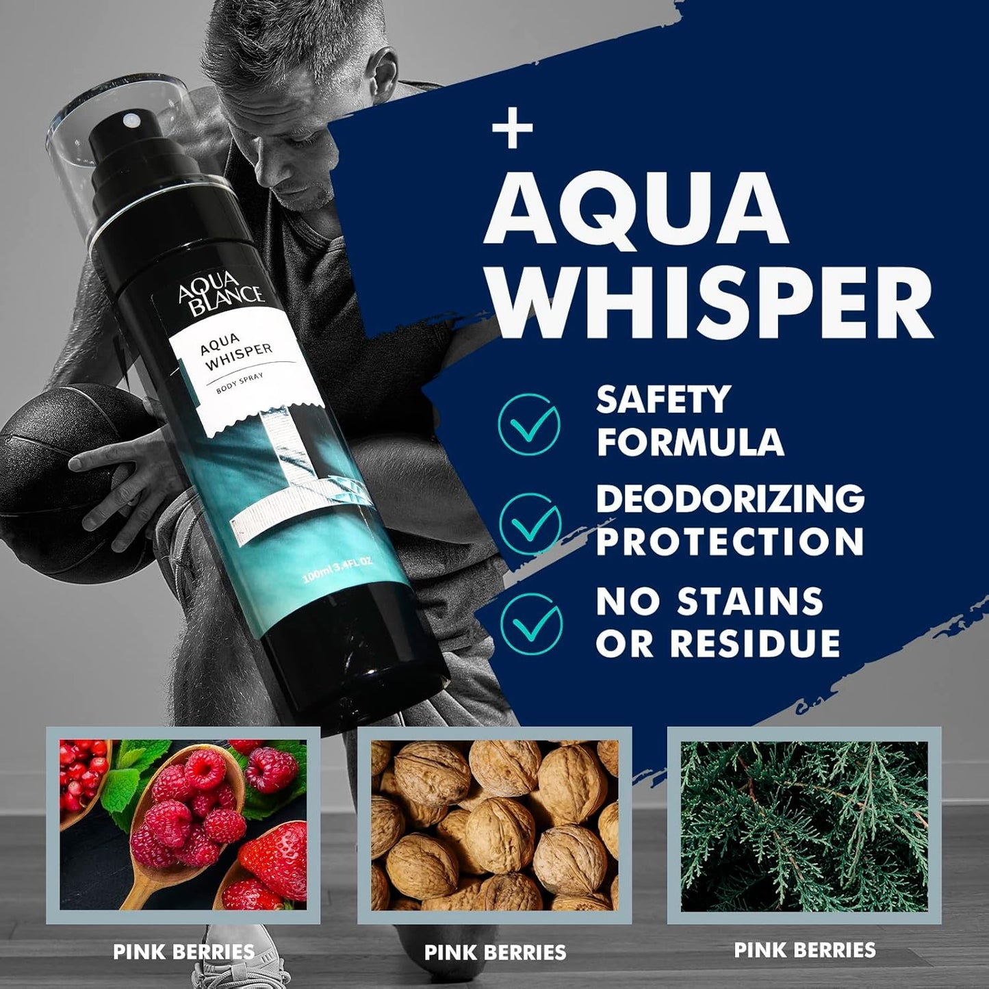 Deodorizing Body Spray for Men, Mens Body Refreshing Spray, Fragrance Mist, Pack of 3, Each 3.4 Fl Oz, Total 10.2 Fl Oz