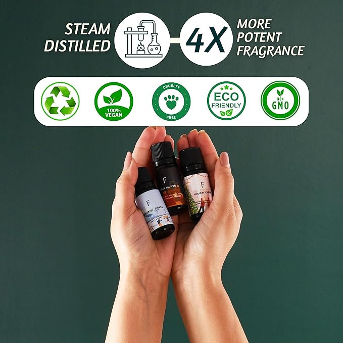 Folkulture Christmas Fragrance Oil, Pack of 3 Christmas Essential Oils Set Scented for Diffusers for Home, Christmas Gifts or Mom's Gift - White Woods Cashmere Lavender - (Winter Wonderland)