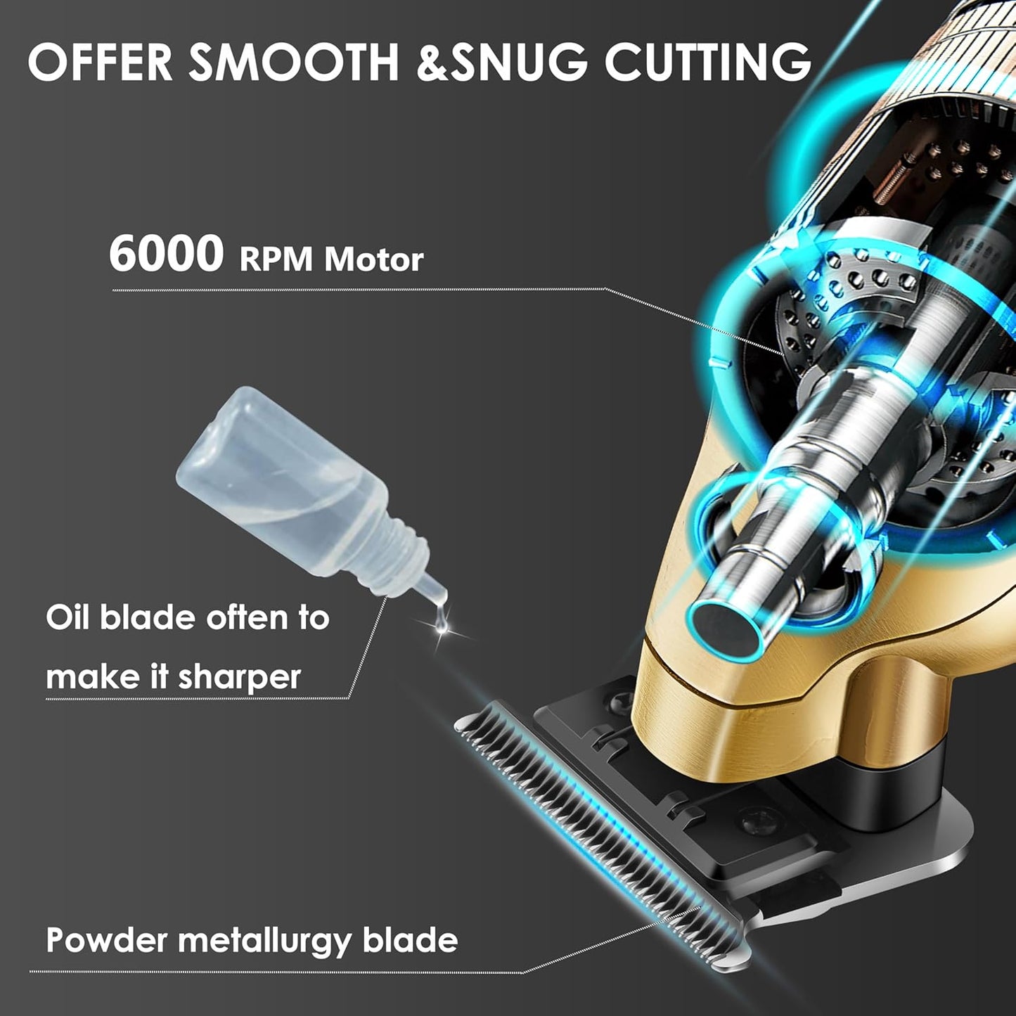 KEMEI 2293 Professional Hair/Beard Trimmer for Men Zero Gapped Hair Clippers for Barber with T Blade, Cordless Rechargeable, Gold