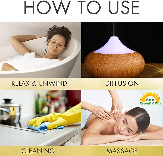 Sun Essential Oils - Lemongrass Essential Oil 8 oz with Dropper for Diffuser, Hair & Skincare, Aromatherapy Massage, Humidifier, Candle, Soap & Lotion Making at Home