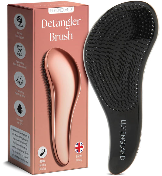 Lily England Teen Girl Gifts Trendy Stuff - Gentle Detangler Hair Brush for Curly, Thick, Straight & Natural Hair - Attractive Gift for Teen Girls with Flexible Bristles for Wet & Dry Hair, Rose-Gold