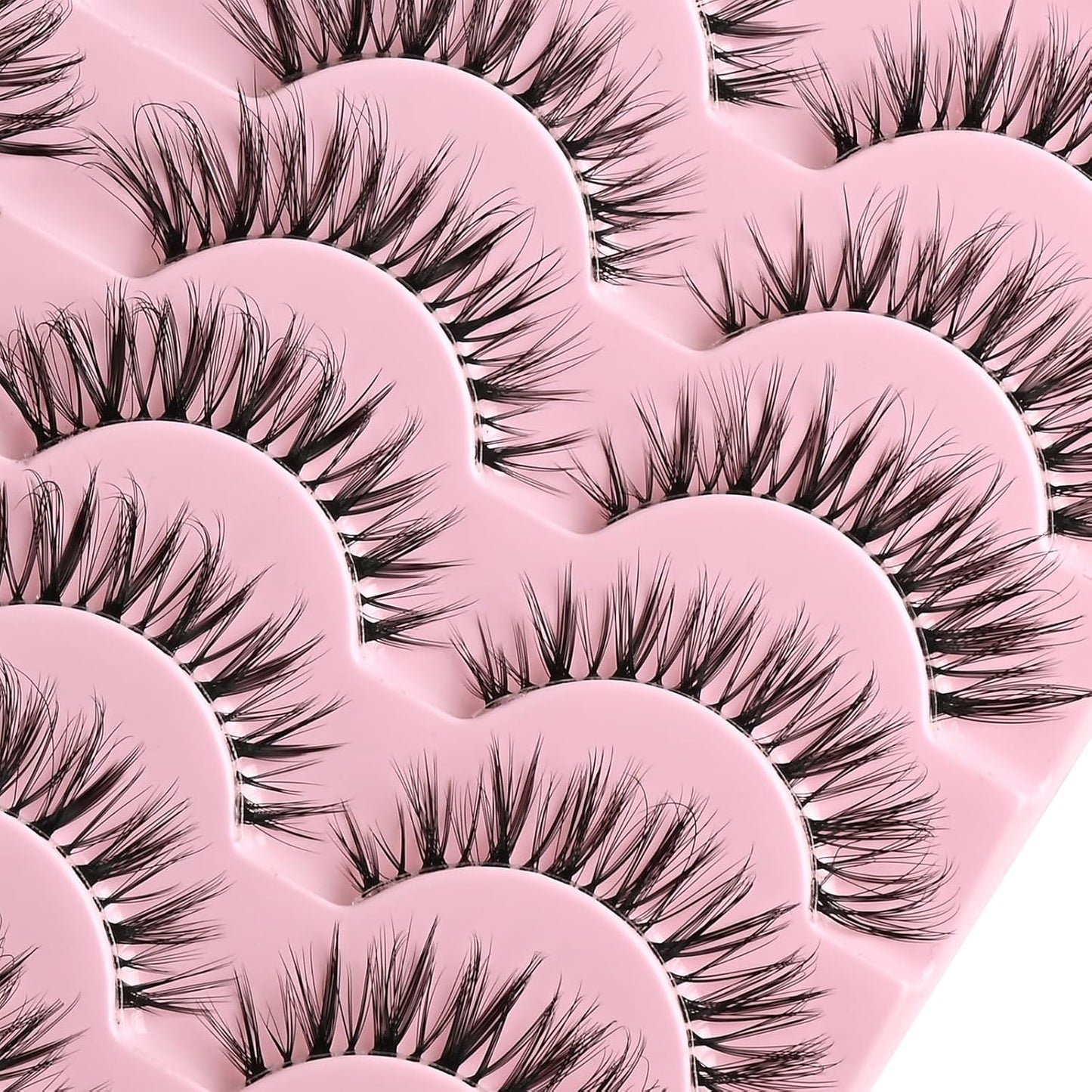 FARRED Cat Eye Lashes False Eyelashes Natural Look Clear Band Wispy Lashes 14 Pairs Lash Strips Hybrid Full Cateye Medium Length Strip Lashes Pack Pestañas (F28 | 8-14mm)