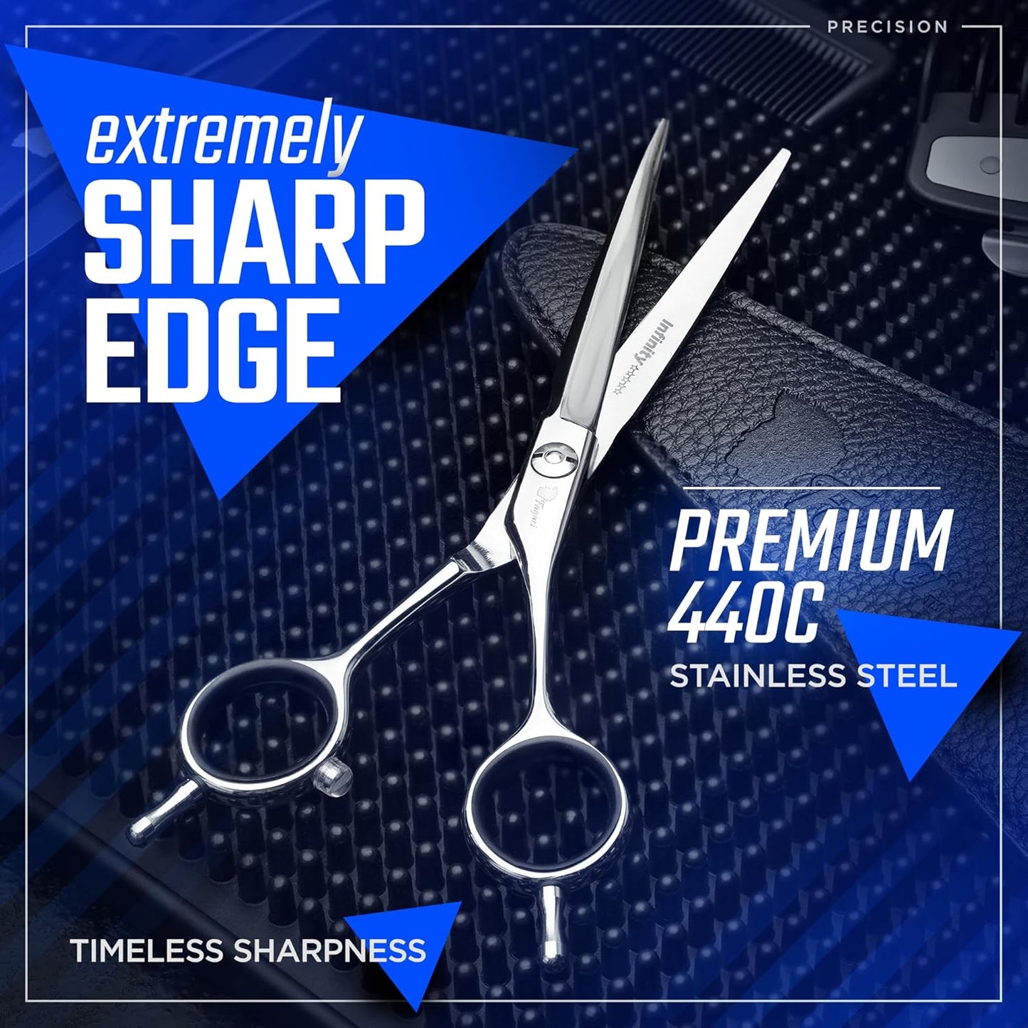 Fagaci Professional Hair Cutting Scissors 6” Super Sharp Thin Blades, 440C Steel for Maximum Precision, Lightweight Hair Shears for Women & Men