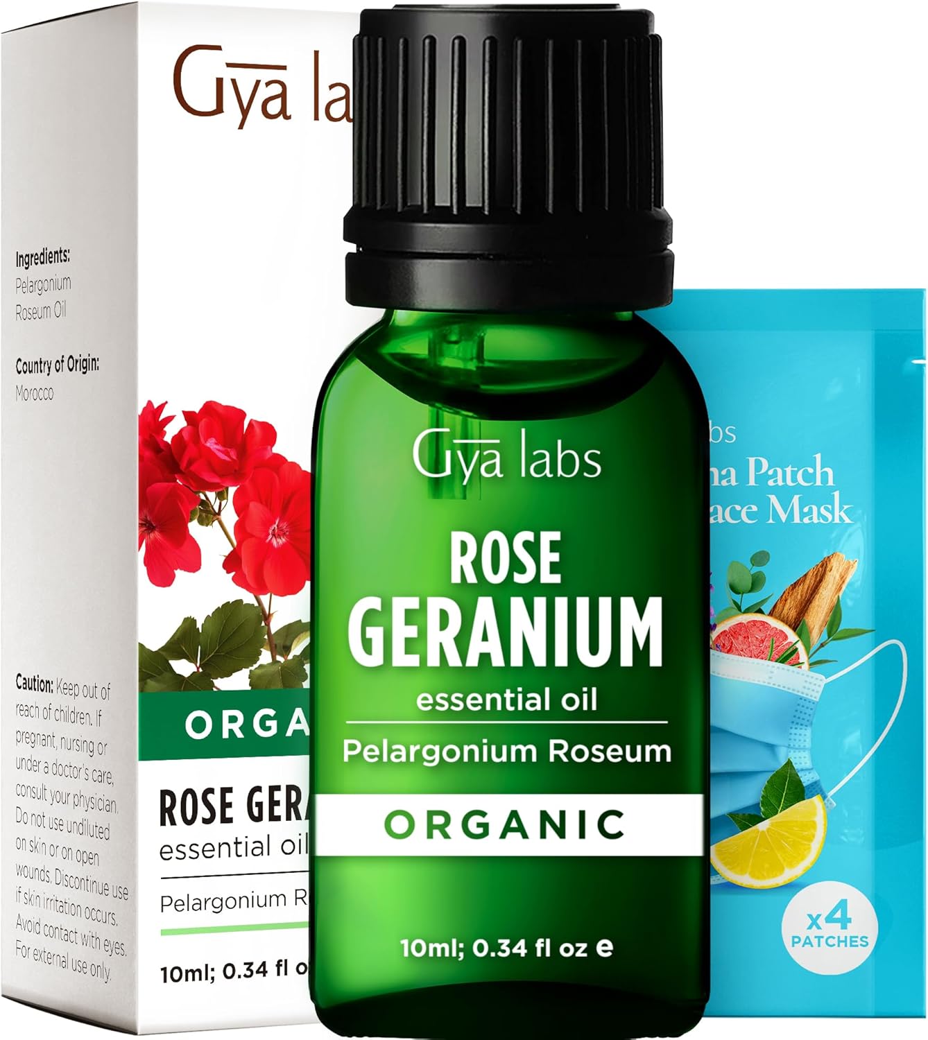 Gya Labs Organic Rose Geranium Essential Oil - 0.34 Fl Oz - for Skin, Hair, Diffuser, Aromatherapy, DIY Candle Making Scents