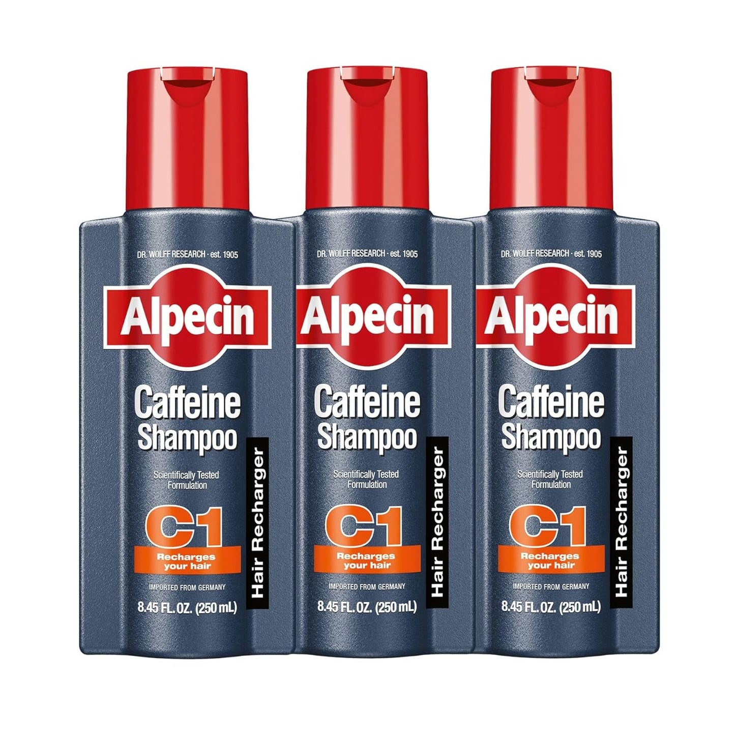 Alpecin C1 Caffeine Shampoo 8.45 fl Oz (Pack of 3) I Hair Performance Enhancer I Promotes Natural Hair Growth and Thickness I Energizes Scalp