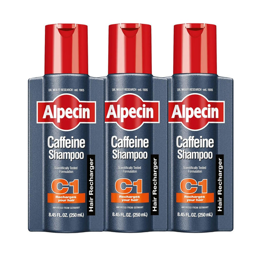 Alpecin C1 Caffeine Shampoo 8.45 fl Oz (Pack of 3) I Hair Performance Enhancer I Promotes Natural Hair Growth and Thickness I Energizes Scalp