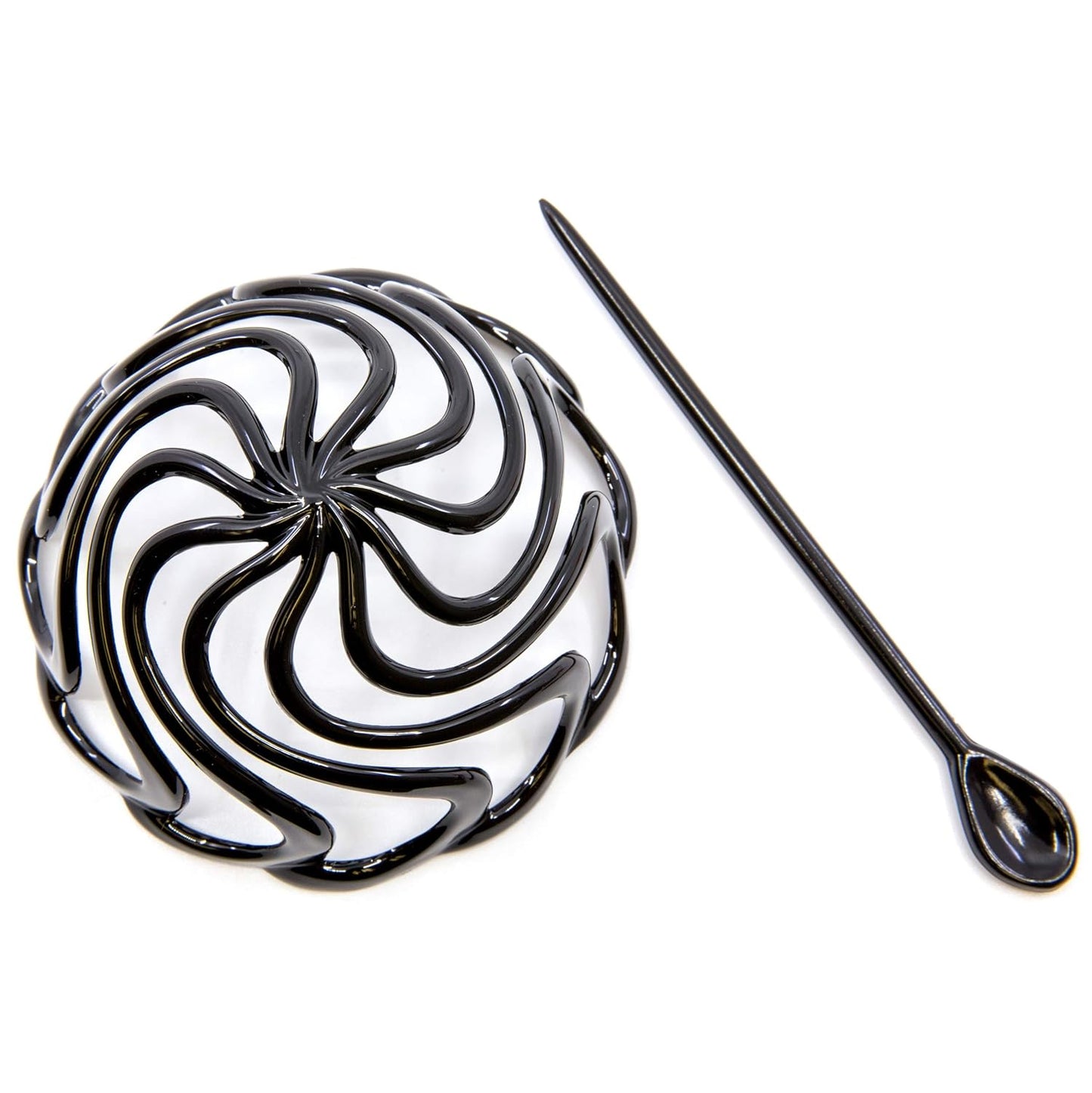 Camila Paris CP2867 French Hair Bun Clip Maker Cover Cap Holder, Black, Round Dome Bun Hair Clip for Women Hair Updo, Styling Hair Bun Accessories for Women, No Slip and Durable, Made in France