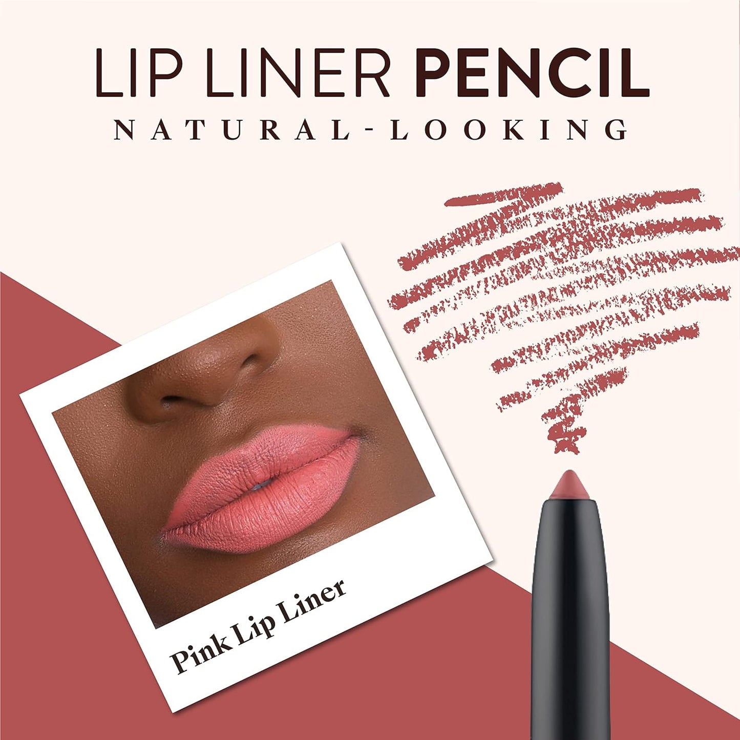 Mented Cosmetics Lip Liner for Women, Dark Brown Lipliner Lip Pencil, Waterproof Lipliner, Vegan + Cruelty Free Makeup, Pretty in Pink