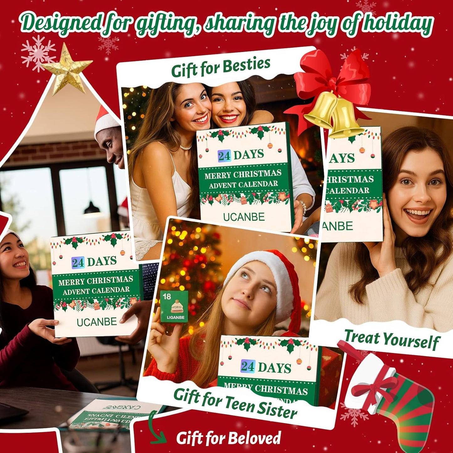 Makeup Advent Calendar 2025, 24 Days Christmas Makeup Gift Set for Adult Women & Teen Girls, UCANBE 2025 Xmas Countdown Calendar Beauty & Cosmetics Holiday Surprise Make Up Gift Kits for Women Full Kit