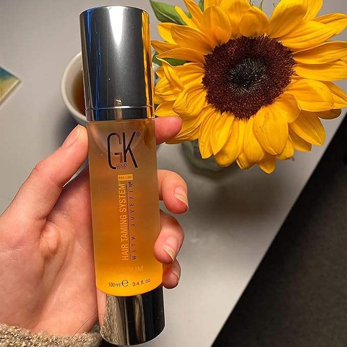 GK HAIR Global Keratin 100% Organic Argan Oil Anti Frizz Serum 10ml & Styling Smoothing Nourishing Heat Protection Shine 100ml Serum Oil