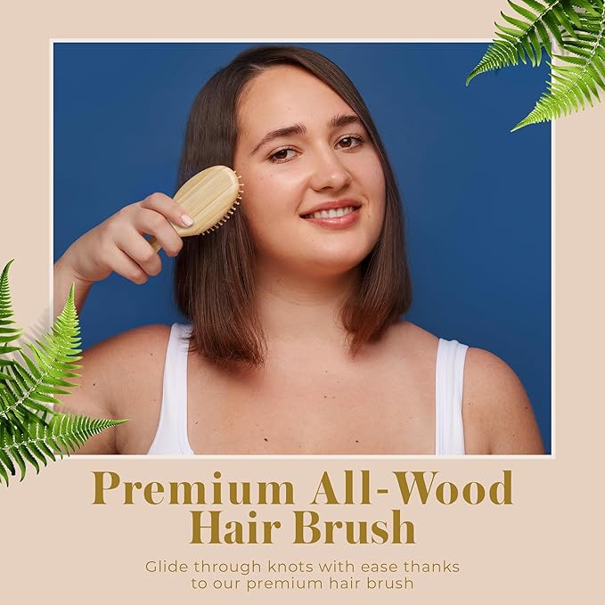 Bella Ciao Body and Skin Care Set, 6-PC, Face Massage Roller, Hair Brush, Pumice Stone, Loofah, Exfoliating Sponge, Wooden Tray Gift Basket, Bath and Body Gift Set, Valentines Day Gifts for Her