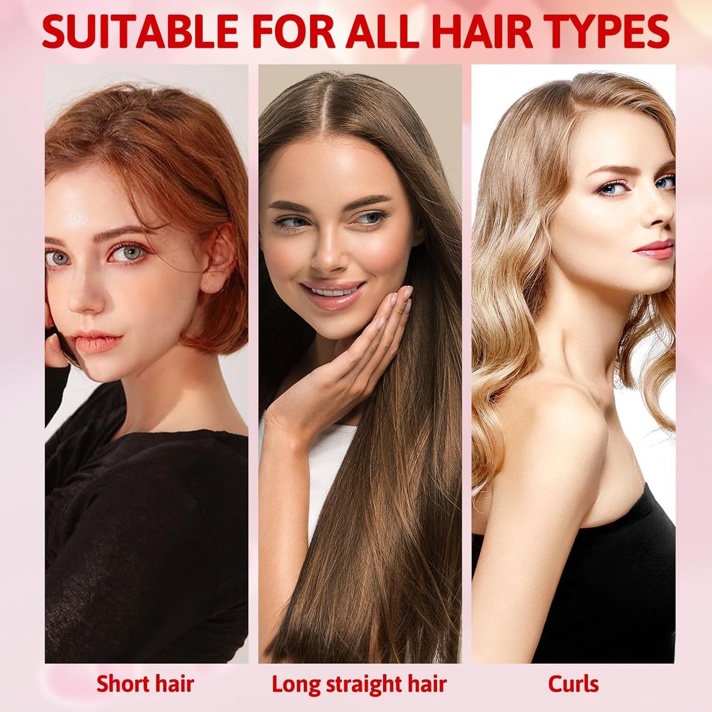 2Pcs Heart Hair Claw Clips for Women, Valentine’s Day Hair Clips, Valentine’s Day Hair Accessories, Cute Red Heart Pattern Design, Non-Slip White Pink Hair Claw for Thin and Thick Hair