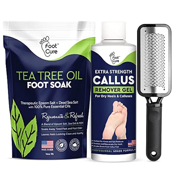 Tea Tree Foot Soak, Callus Remover Gel - Extra Strength Callus Remover Gel & Foot Soak With Epsom Salts For Calluses, Dry Cracked Heels, Toenail Fungus & Odor - Pedicure for Tired Feet