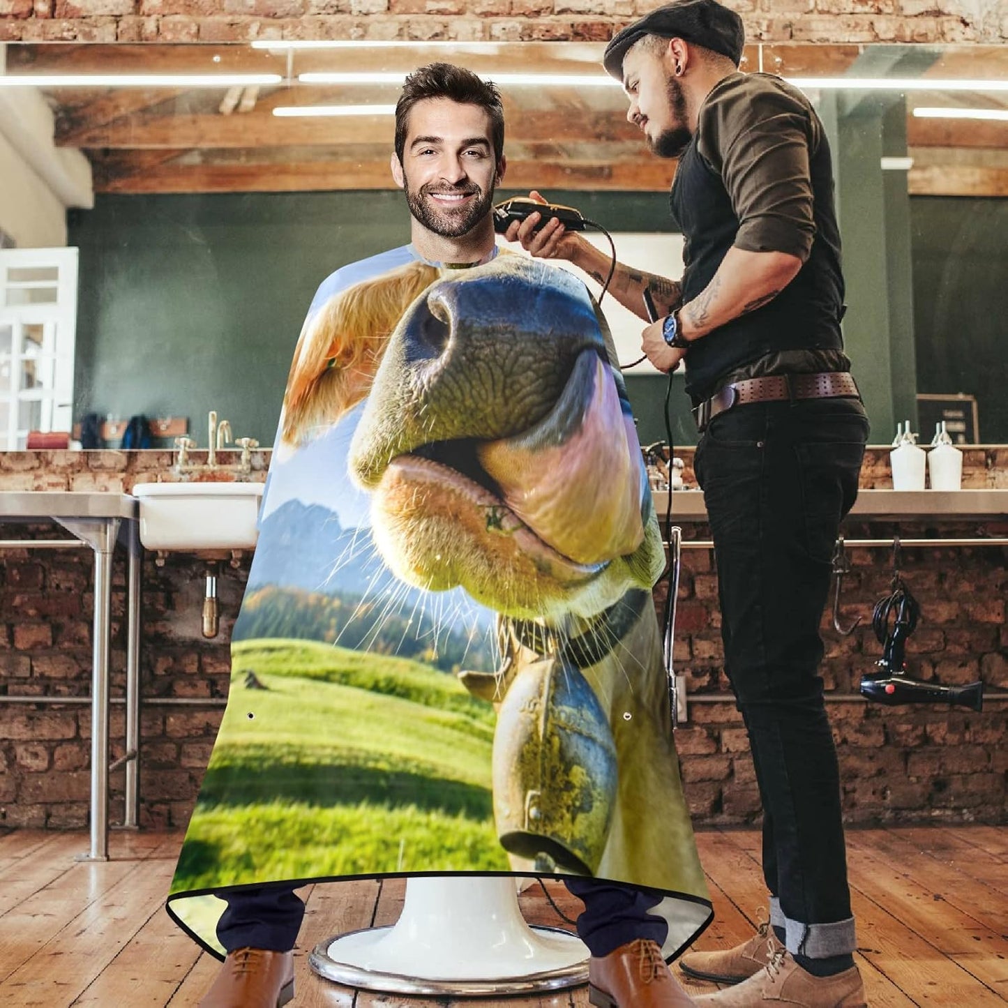 visesunny Professional Barber Cape Polyester Hair Cutting Clippings Catcher Grooming Cape Apron for Shaving Trimming For Men