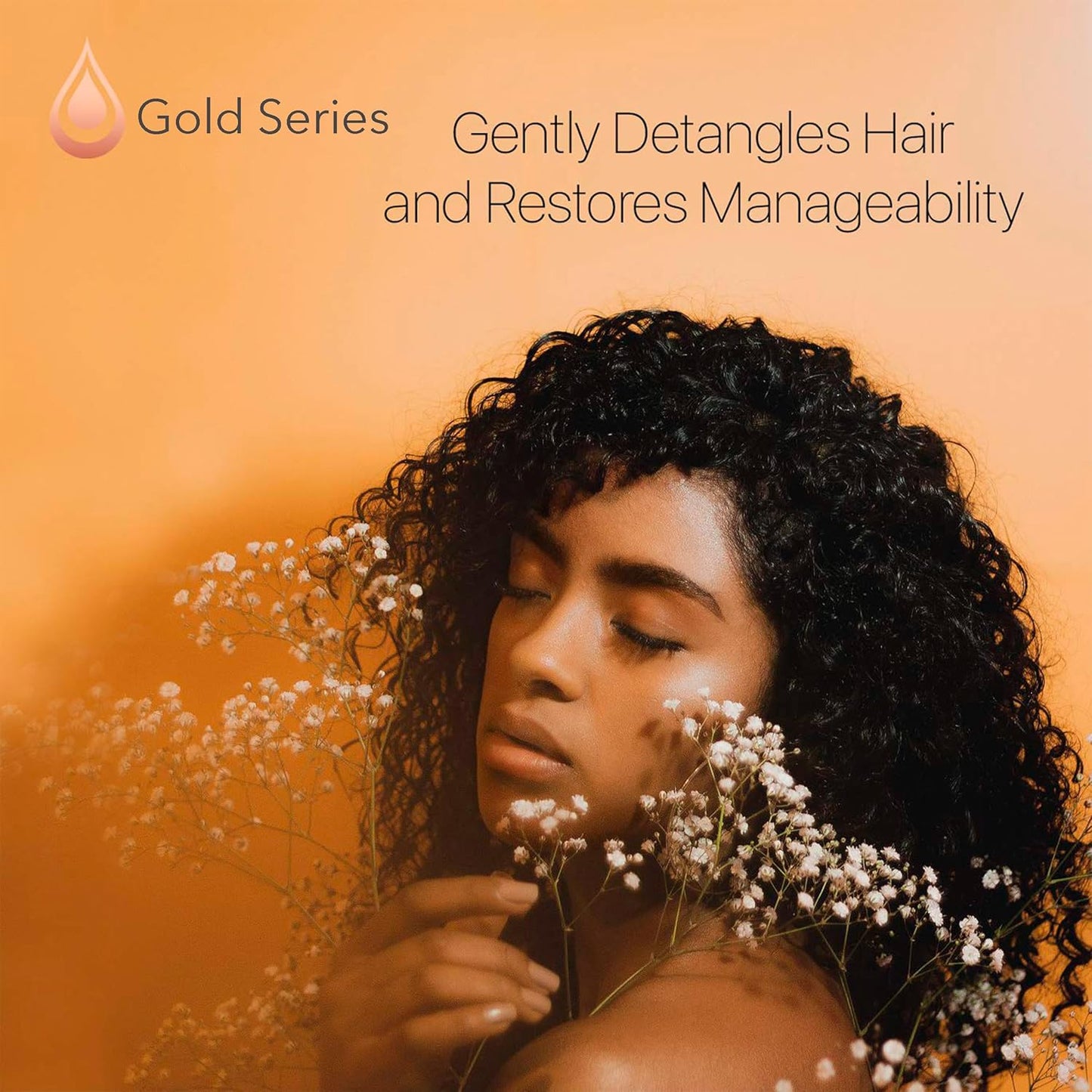 Gold Series Leave-In Hair Mask – Argan Oil Hair Mask Enriched with Keratin – Nourishing and Gently Detangling Leave In Conditioner Spray For Curly Frizzy or Damaged Hair, 8.4 Fl.oz