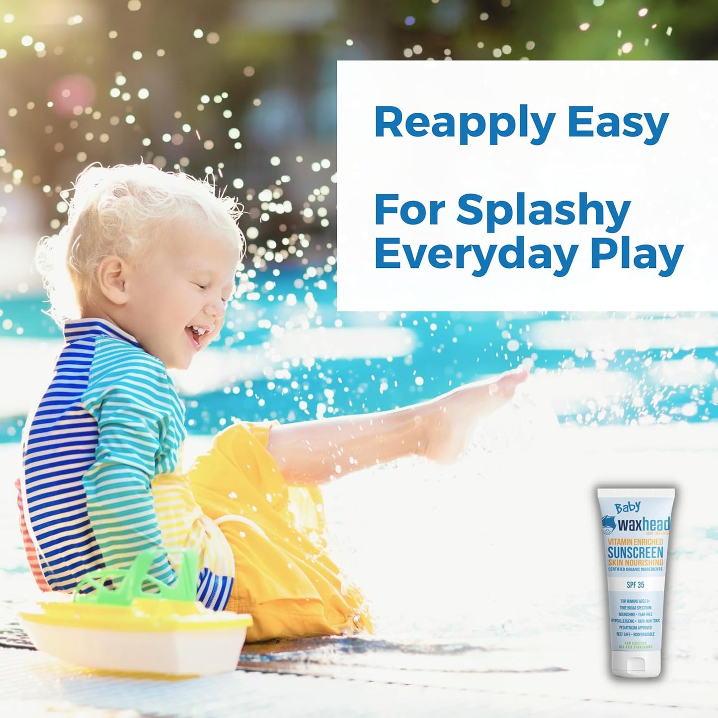 Waxhead Baby Sunscreen SPF 35 – Non-nano Zinc Oxide Mineral Lotion for 6-12 months Babies + 12-24 Toddlers | Natural Tear‑Free + Organic Hypoallergenic, Pediatrician‑Recommended Sunblock (4 oz)