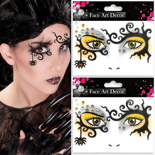 Halloween Face Tattoo Stickers Spider Animal Face Gems Stickers Decals Makeup Accessories