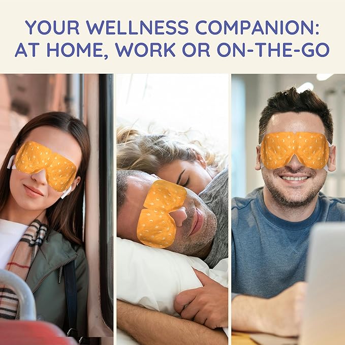 Naptuno 16 PCS Steam Eye Masks Disposable, Eye Fatigue Relief Self Heating Warming Eye Mask for Dry Eyes - Heated Sleep Mask Eyes SPA Relaxation, Office, Home, Travel Essentials with Aroma Stickers