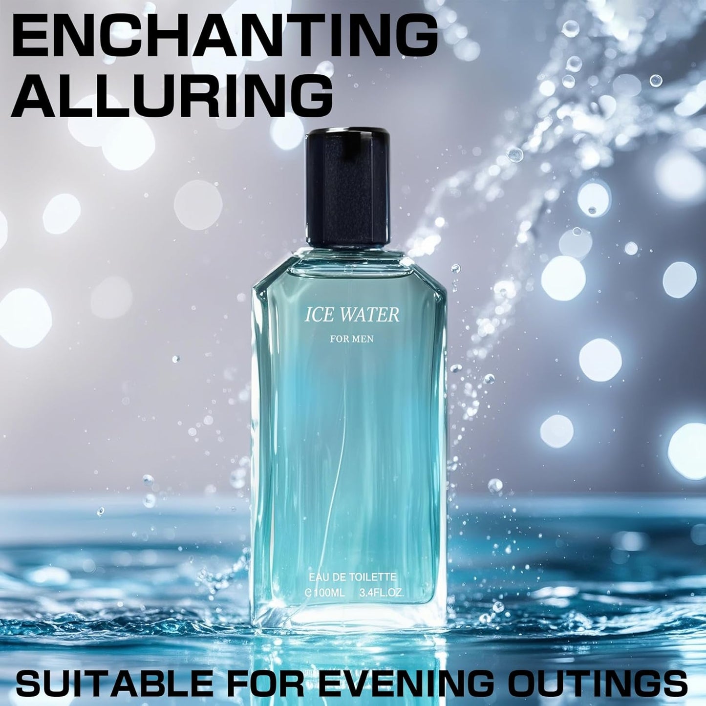 Ice Water Men Cologne 3.4 Fl Oz Eau De Toilette Spray,Notes of Coriander, Mint, Lavender & Amber – Long Lasting Perfume for Men Daily Use