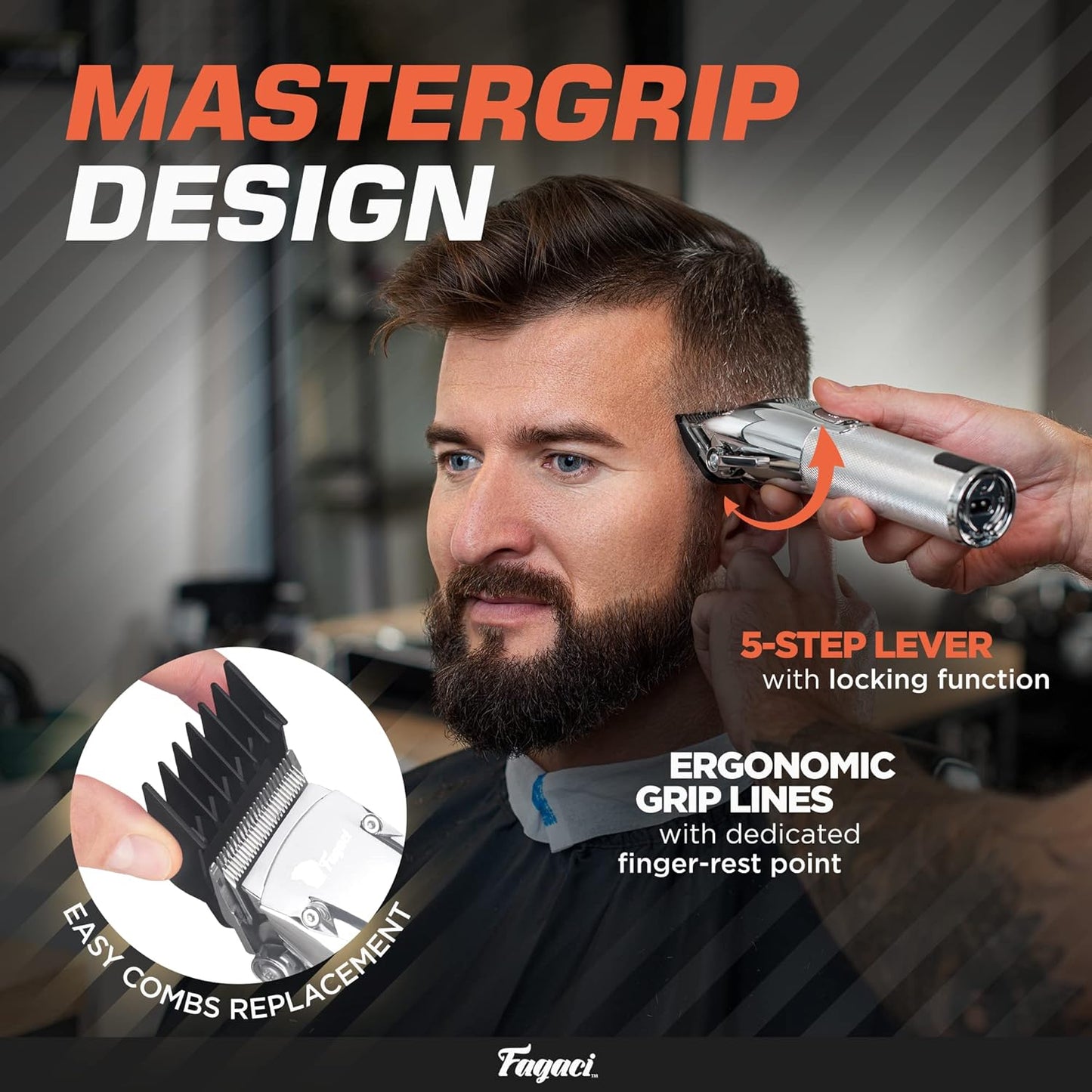 Fagaci Hair Clippers for Men Professional with Precise Cutting, Turbo Power Professional Barber Clippers Cordless, Powerful Motor Fade Mens Hair Clipper Set, Precision Blades Haircut Machine Kit
