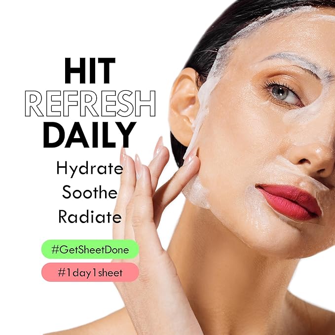 Skin Toning Hydrating Face Masks | Easy Pull-Out Korean Sheet Masks with Amino Acids | Moisturizing & Revitalizing Beauty Face Mask Korean Skin Care (30 sheets, 12.34 oz)