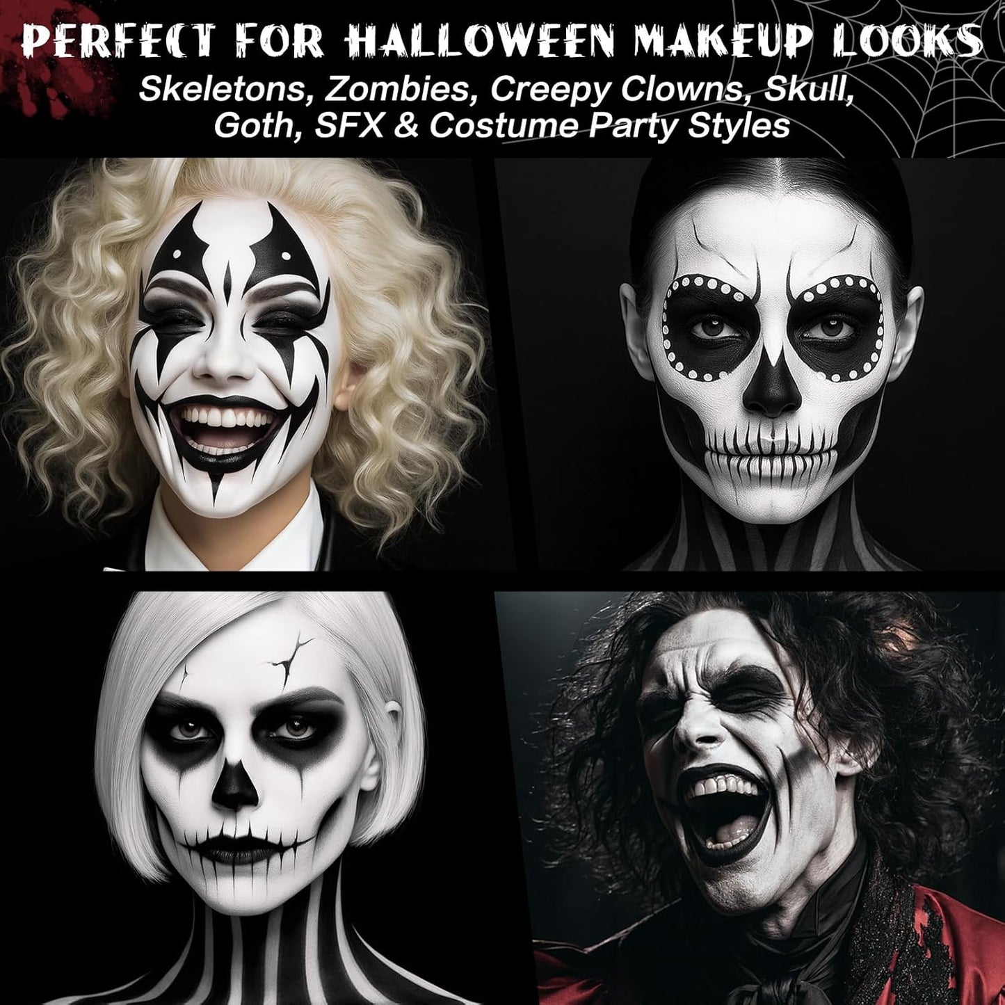 BOBISUKA Black Face & Body Paint Stick Water-Based Washable Face Paint Makeup Stick for Halloween Clown, Skeleton, Skull, Joker, Cosplay, SFX, Sports Eye Black & Costume Party