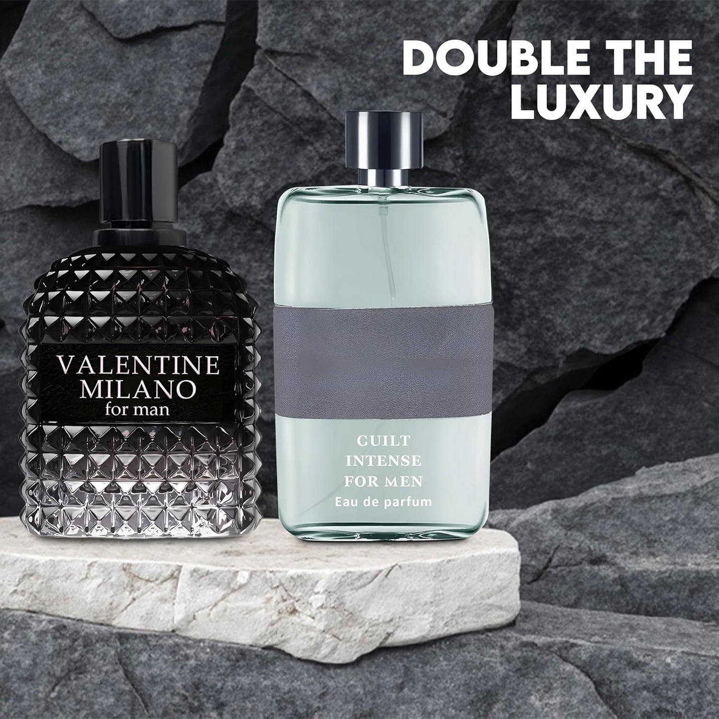 Valentine Milano/Guilt Intense 2PCS Eau De Toilette for Men-Fresh, Romantic Scent Perfume for Men 3.4 Fl Oz Each Mens Cologne For All Skin Daily Used