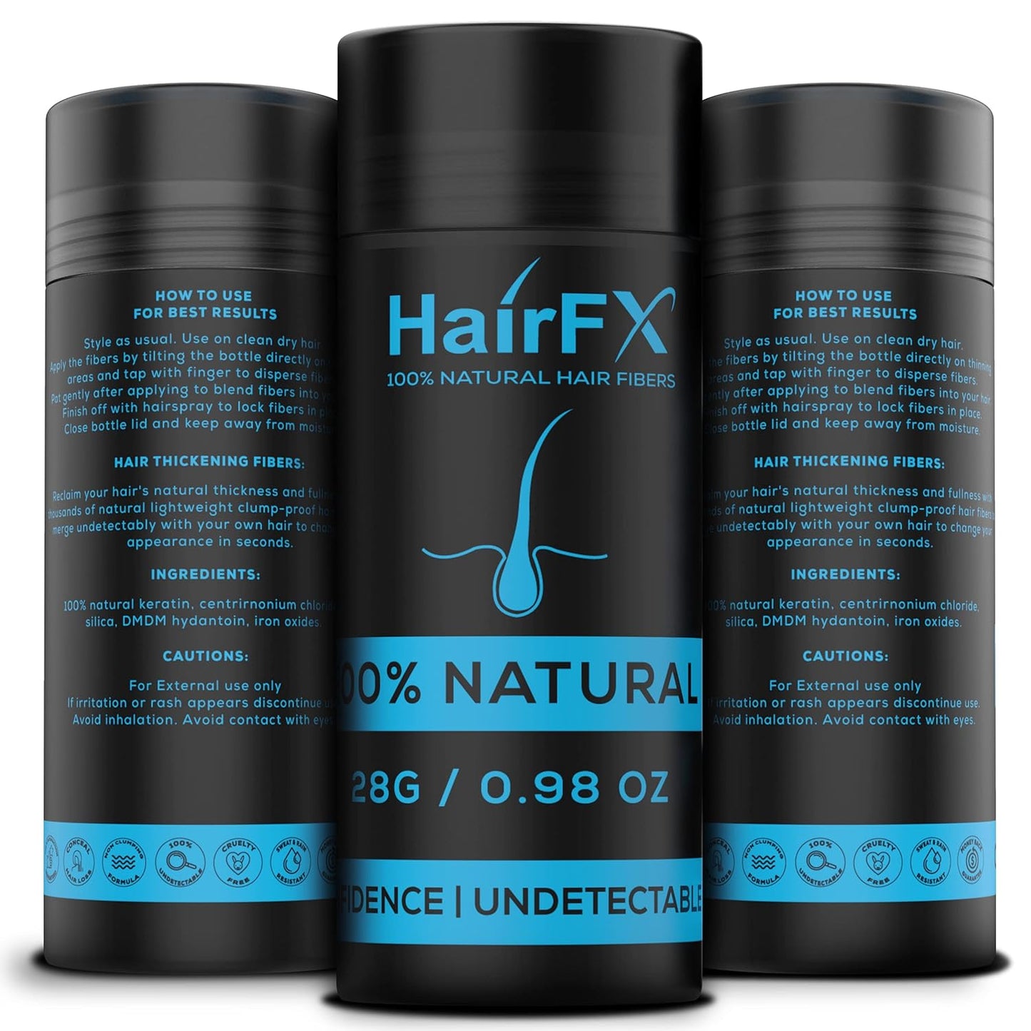 Hair Fibers for Thinning Hair (DARK BROWN) Undetectable & Natural - Giant 28g Bottle – Hair Thickener + Instant Thicker Fuller Hair - Completely Conceals Hair Loss in 15 Seconds for Women & Men